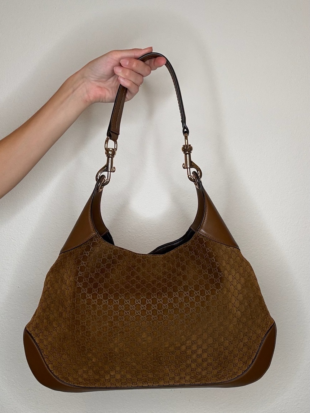 Gucci Microguccissima Brown Suede Hobo Bag